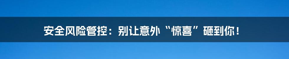 安全风险管控:别让意外“惊喜”砸到你!
