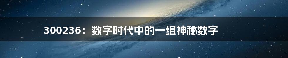 300236:数字时代中的一组神秘数字