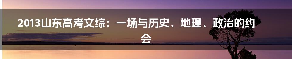 2013山东高考文综:一场与历史、地理、政治的约会