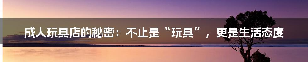 成人玩具店的秘密:不止是“玩具”,更是生活态度