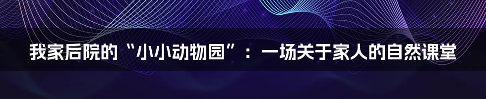 我家后院的“小小动物园”:一场关于家人的自然课堂