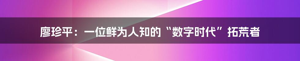 廖珍平:一位鲜为人知的“数字时代”拓荒者