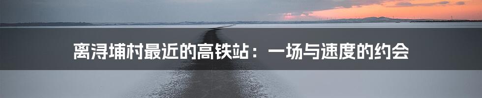 离浔埔村最近的高铁站:一场与速度的约会