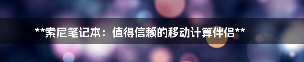 **索尼笔记本:值得信赖的移动计算伴侣**