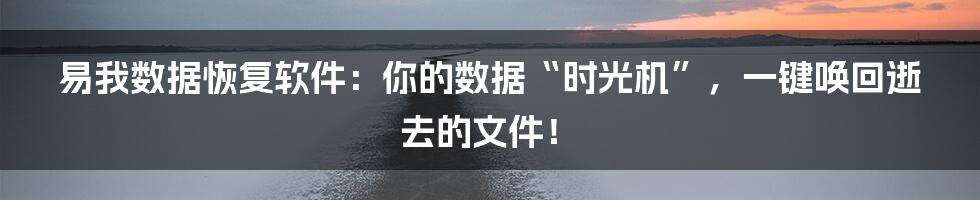 易我数据恢复软件:你的数据“时光机”,一键唤回逝去的文件!