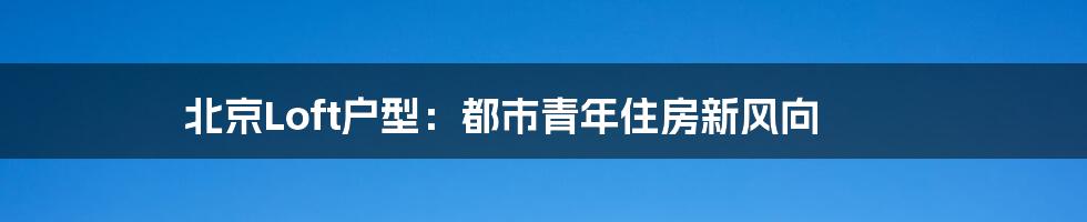 北京Loft户型:都市青年住房新风向