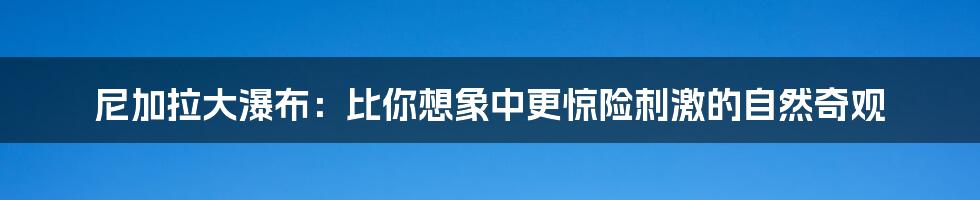 尼加拉大瀑布:比你想象中更惊险刺激的自然奇观
