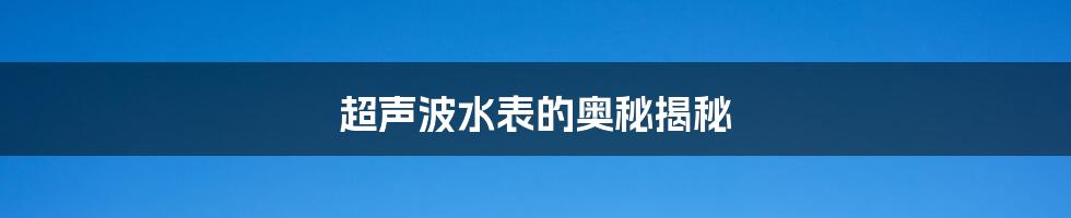 超声波水表的奥秘揭秘