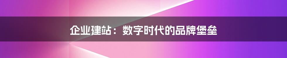 企业建站：数字时代的品牌堡垒