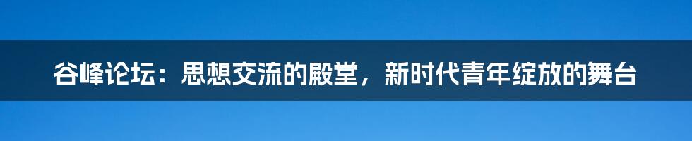 谷峰论坛:思想交流的殿堂,新时代青年绽放的舞台