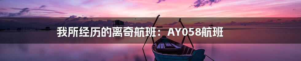 我所经历的离奇航班：AY058航班