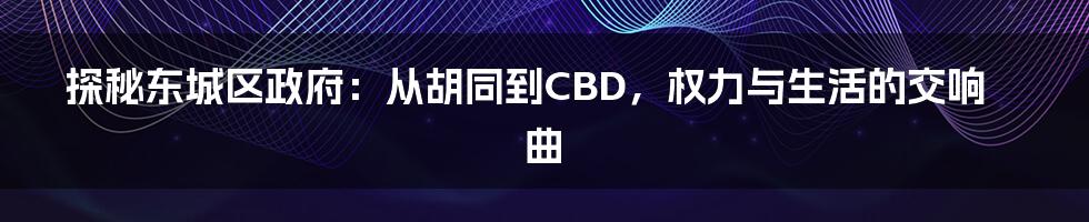 探秘东城区政府：从胡同到CBD，权力与生活的交响曲