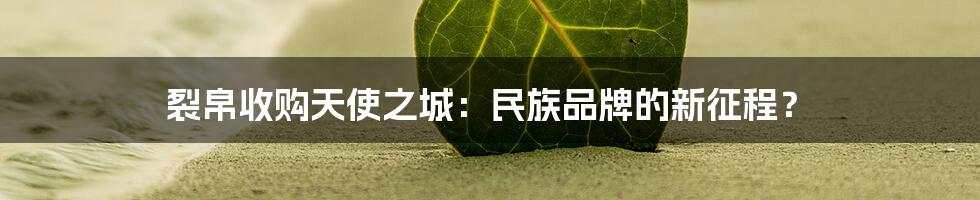 裂帛收购天使之城:民族品牌的新征程?