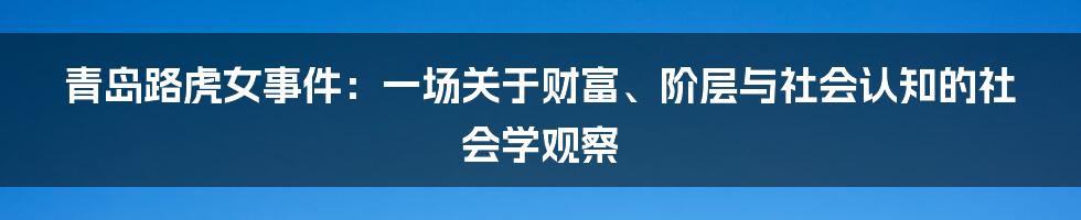 青岛路虎女事件:一场关于财富、阶层与社会认知的社会学观察