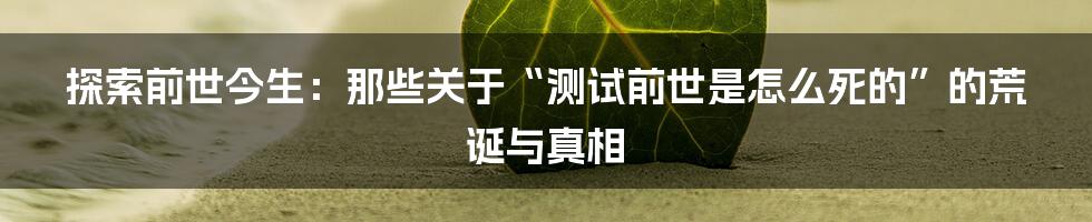 探索前世今生:那些关于“测试前世是怎么死的”的荒诞与真相