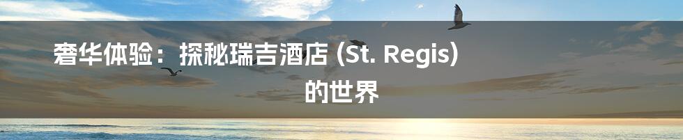 奢华体验：探秘瑞吉酒店 (St. Regis) 的世界