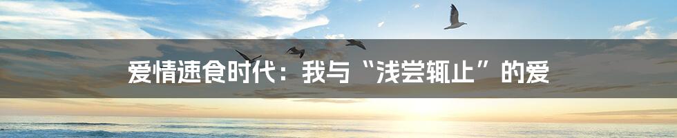 爱情速食时代:我与“浅尝辄止”的爱