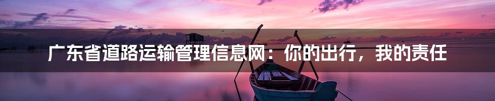 广东省道路运输管理信息网：你的出行，我的责任