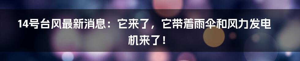 14号台风最新消息:它来了,它带着雨伞和风力发电机来了!