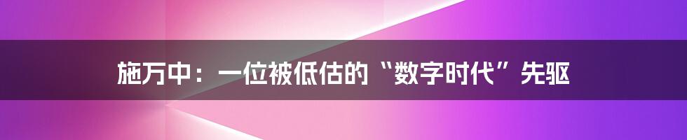 施万中:一位被低估的“数字时代”先驱
