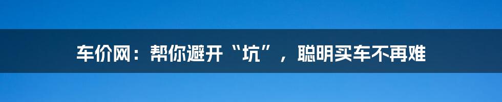 车价网:帮你避开“坑”,聪明买车不再难