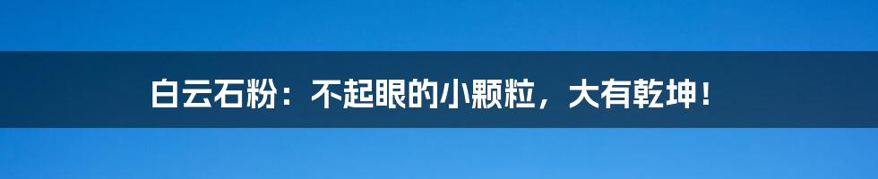 白云石粉:不起眼的小颗粒,大有乾坤!