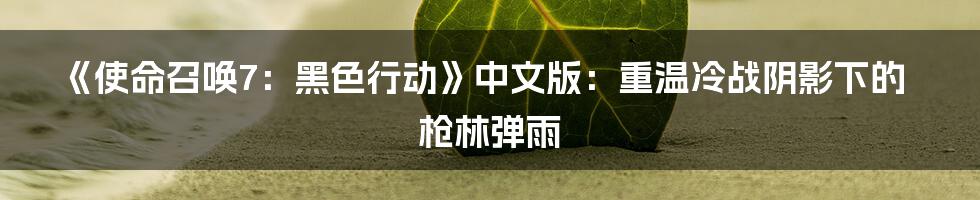 《使命召唤7:黑色行动》中文版:重温冷战阴影下的枪林弹雨