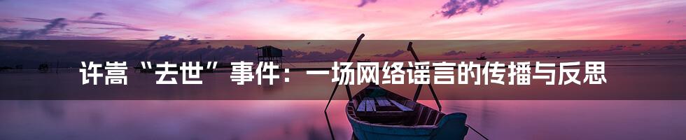 许嵩“去世”事件:一场网络谣言的传播与反思