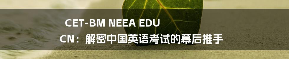CET-BM NEEA EDU CN:解密中国英语考试的幕后推手