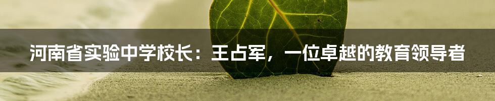 河南省实验中学校长：王占军，一位卓越的教育领导者