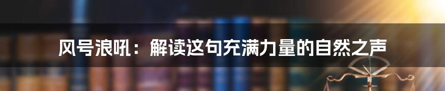 风号浪吼：解读这句充满力量的自然之声