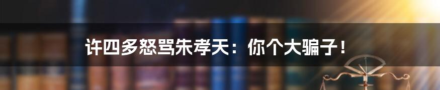 许四多怒骂朱孝天：你个大骗子！