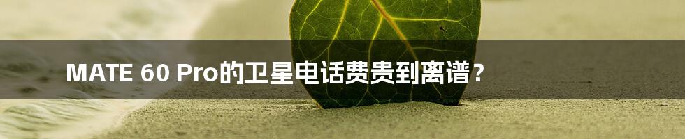 MATE 60 Pro的卫星电话费贵到离谱?