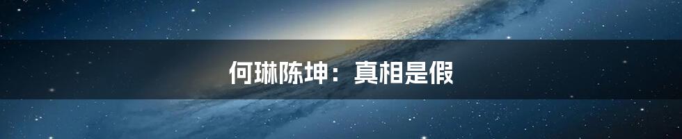 何琳陈坤:真相是假