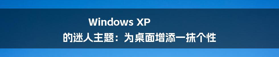 Windows XP 的迷人主题:为桌面增添一抹个性