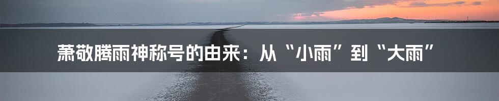 萧敬腾雨神称号的由来：从“小雨”到“大雨”