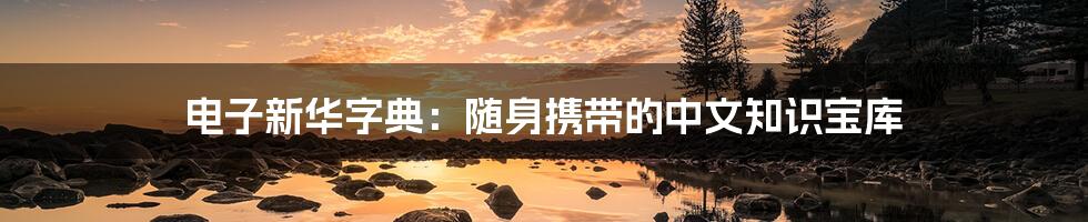 电子新华字典:随身携带的中文知识宝库