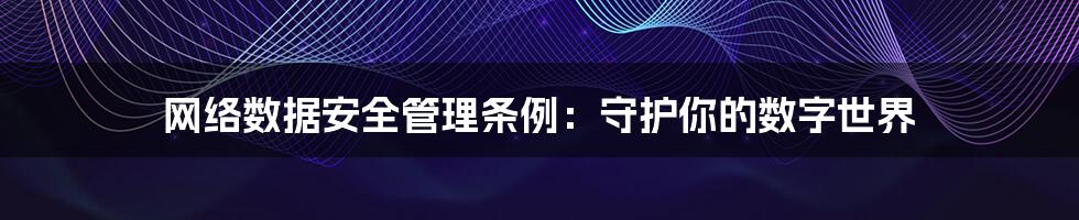 网络数据安全管理条例:守护你的数字世界