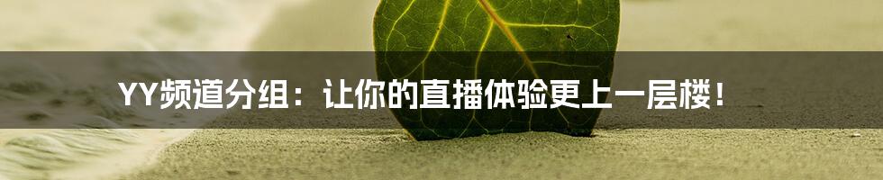 YY频道分组:让你的直播体验更上一层楼!