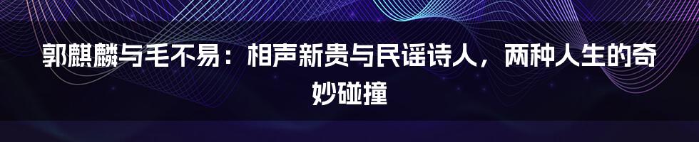 郭麒麟与毛不易：相声新贵与民谣诗人，两种人生的奇妙碰撞