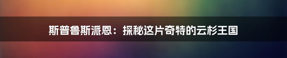 斯普鲁斯派恩:探秘这片奇特的云杉王国