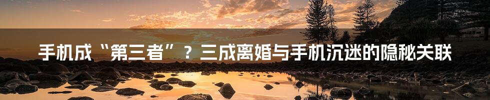 手机成“第三者”？三成离婚与手机沉迷的隐秘关联