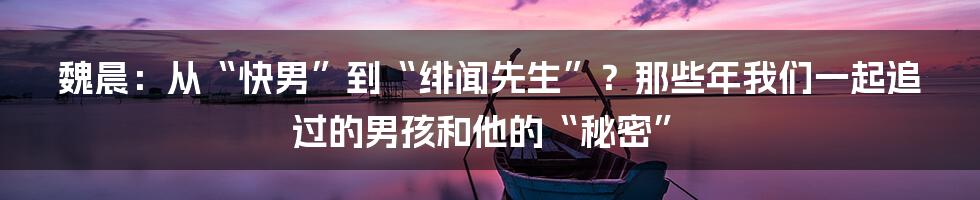 魏晨：从“快男”到“绯闻先生”？那些年我们一起追过的男孩和他的“秘密”