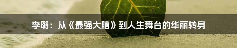 李璐:从《最强大脑》到人生舞台的华丽转身
