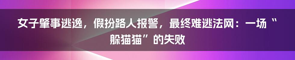 女子肇事逃逸,假扮路人报警,最终难逃法网:一场“躲猫猫”的失败