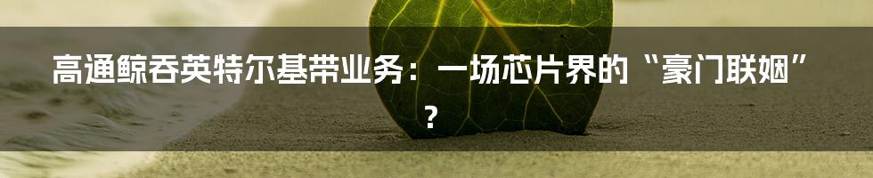 高通鲸吞英特尔基带业务:一场芯片界的“豪门联姻”?