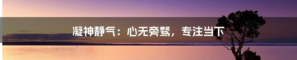 凝神静气:心无旁骛,专注当下
