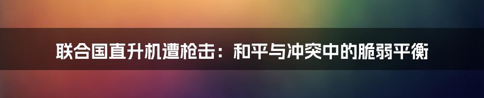 联合国直升机遭枪击：和平与冲突中的脆弱平衡