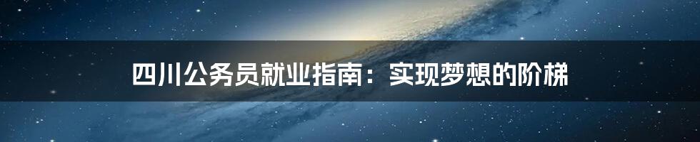 四川公务员就业指南：实现梦想的阶梯
