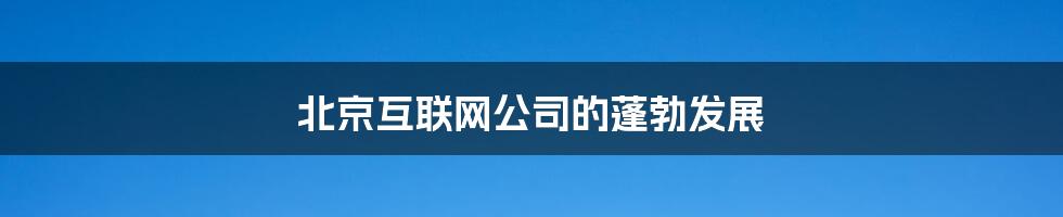 北京互联网公司的蓬勃发展